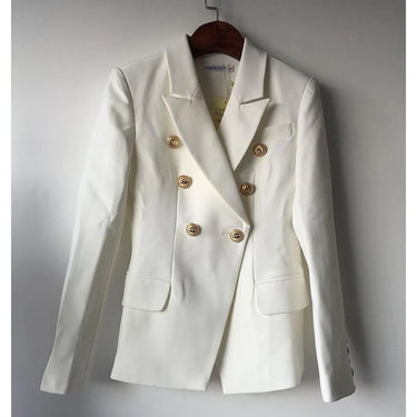 Runway Style Double Breasted Gold Button Plus Size Women's Blazer  -  GeraldBlack.com