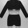 Runway Women's Luxurious Chain Strass Diamonds Beaded Crop Short Blazer Skirt Set  -  GeraldBlack.com