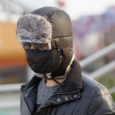 Russian Thick Warm Winter Men and Women Earmuff Caps with Mask  -  GeraldBlack.com