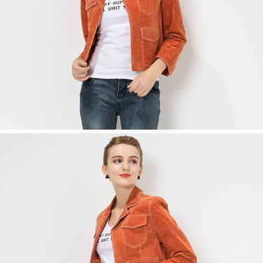 S-4XL Women's Genuine Real Pigskin Leather Motorcycle Jacket - SolaceConnect.com