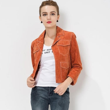 S-4XL Women's Genuine Real Pigskin Leather Motorcycle Jacket - SolaceConnect.com