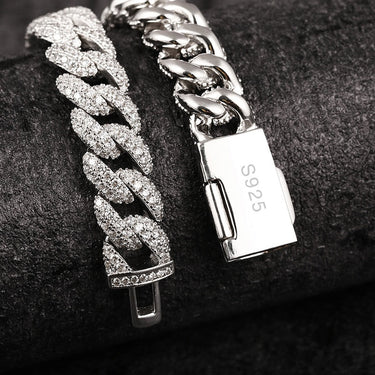 S925 Sterling Silver Moissanite Claw Cuban Link Chain Necklace for Men Hip Hop Bling Ice Out Rapper Jewelry  -  GeraldBlack.com
