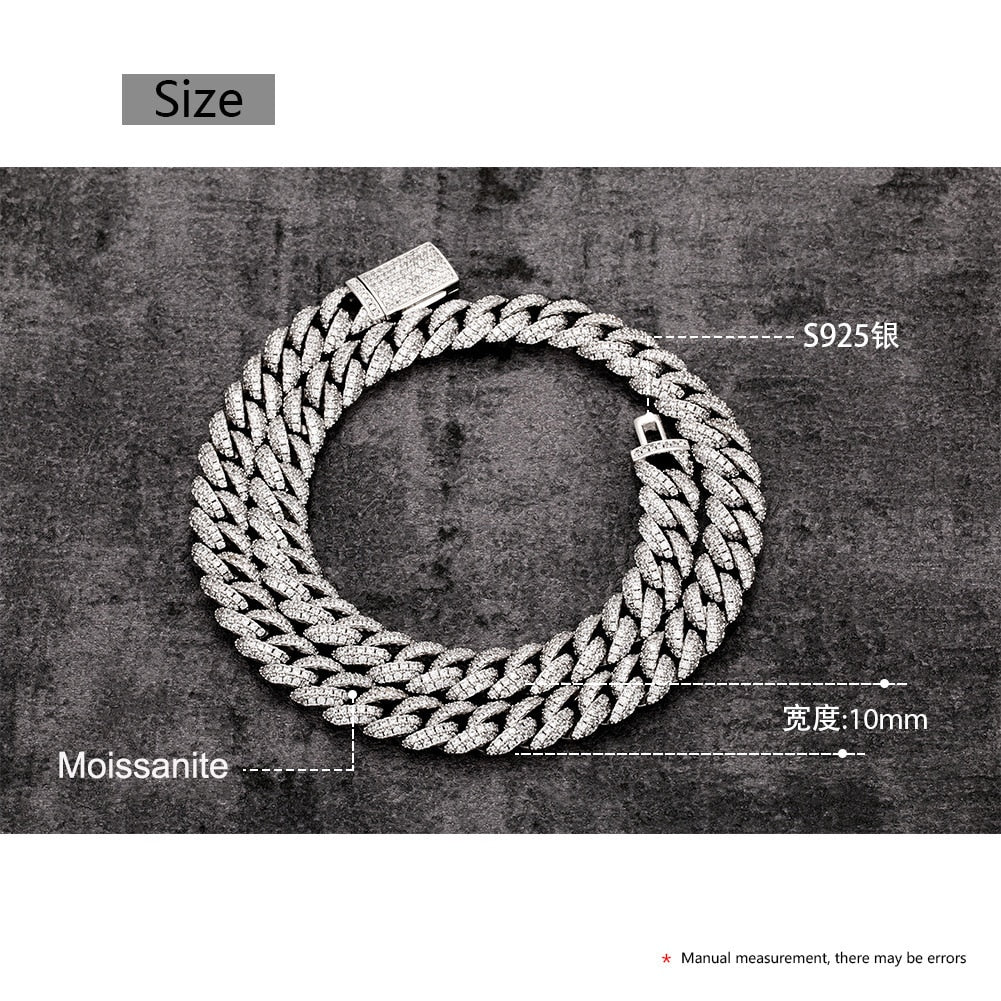 Neck Ice Rapper Chain Hip Hop Rapper Men's Iced Out Sterling Silver Cuban Link Chain Necklac ...