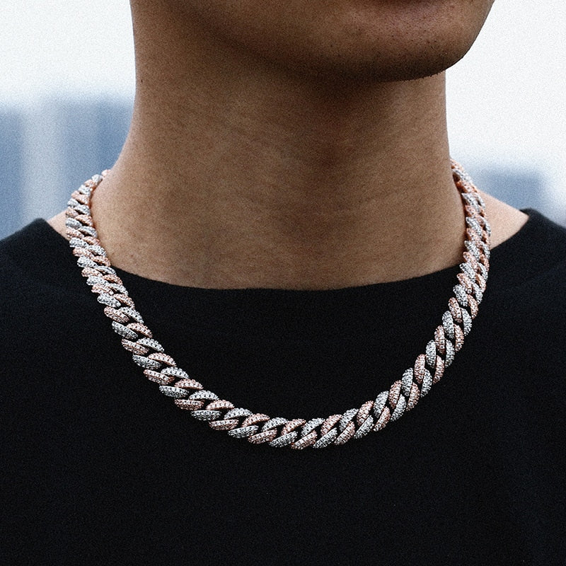 Chain Necklace Rapper Hip Hop Rapper Men's Iced Out Sterling Silver Cuban Link Chain Necklac ...
