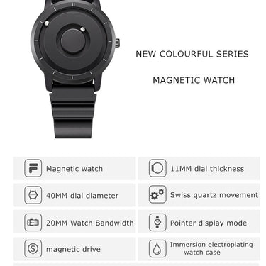 Sapphire Crystal Magnetic Ball Metal Rubber Sports Watch for Men  -  GeraldBlack.com