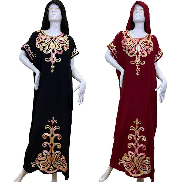 Cotton Embroidery Africa Clothing Saudi Traditional Wear India Islam Muslim Kaftan Dresses Turban - SolaceConnect.com