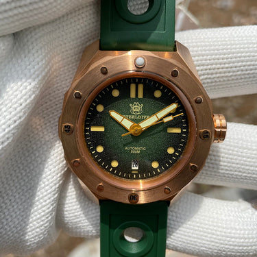 SD1960S Big Turtle Men's Mechanical Watch Japan NH35 Automatic Green Surface CUSN8 Bronze 500M Waterproof Dive Watches  -  GeraldBlack.com