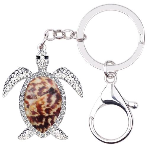 Sea Ocean Turtle Tortoise Animal Metal Enamel Pendant Keychain Jewelry - SolaceConnect.com