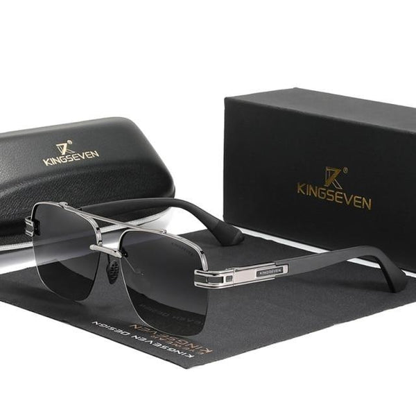 Semi-Rimless Polarized Gradient Square Retro Style Sunglasses for Men - SolaceConnect.com