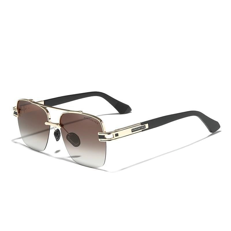 Semi-Rimless Polarized Gradient Square Retro Style Sunglasses for Men  -  GeraldBlack.com