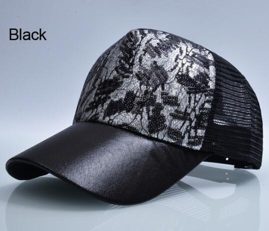 Sequin Flashes 5 Panel Trucker Hip Hop Breathable Mesh Hat for Women - SolaceConnect.com