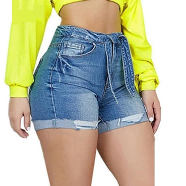 Sexy Autumn Lace Up Button Zipper Pockets Washed Shorts for Women  -  GeraldBlack.com