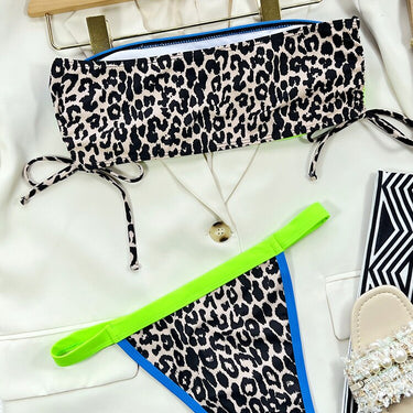 Sexy Bandeau Multicolor Leopard Print Wirefree Low Waist Bikini Set  -  GeraldBlack.com