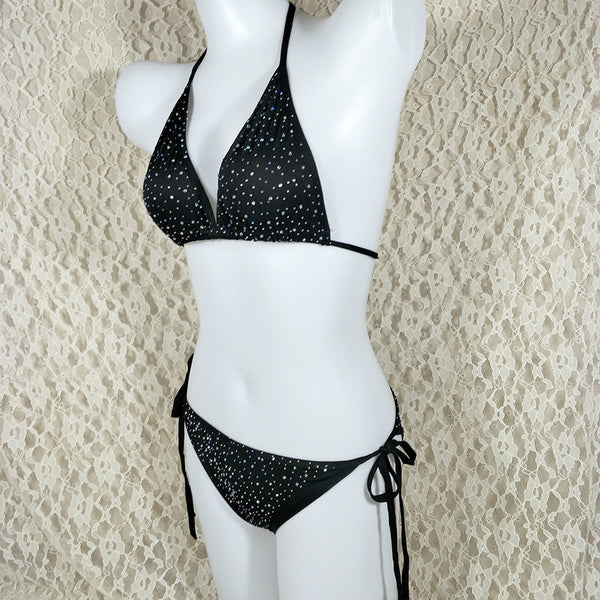 Sexy Diamond Brazilian Swimwear Low Waist Micro Thong Rhinestone Bikini  -  GeraldBlack.com