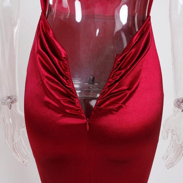 Sexy Girls Satin Deep V-Neck Open Back Floor Length Mermaid Bodycon Dress - SolaceConnect.com