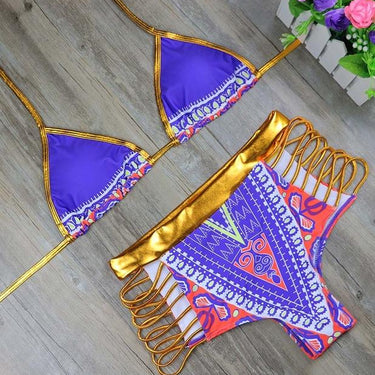 Sexy Gold Geometric African Print Two-Pieces Bikini Set Bath Suits - SolaceConnect.com