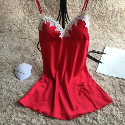 Sexy Ladies Silk V-neck Floral Sleeveless Mini Babydoll Nightgown Ling ...