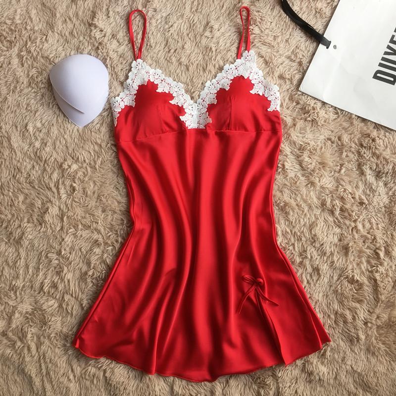 Sexy Ladies Silk V-neck Floral Sleeveless Mini Babydoll Nightgown Ling ...