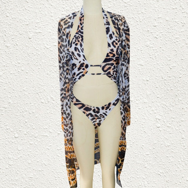 Sexy Leopard Print High Cut One Piece Trikini Swimsuit for Women  -  GeraldBlack.com