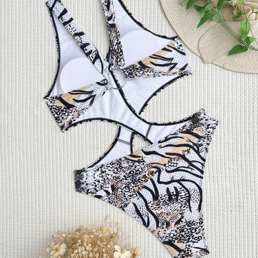 Sexy Leopard Print One Piece Swimsuit Women Hollow Out Swimwear Backless Bathing Suit Thong Swimsuit Monokini  -  GeraldBlack.com