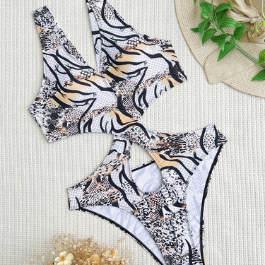 Sexy Leopard Print One Piece Swimsuit Women Hollow Out Swimwear Backless Bathing Suit Thong Swimsuit Monokini  -  GeraldBlack.com