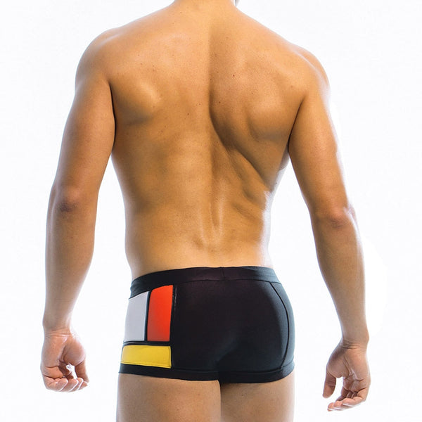 Sexy Polyester Grid Pattern Elastic Waist Swimwear Shorts for Men
