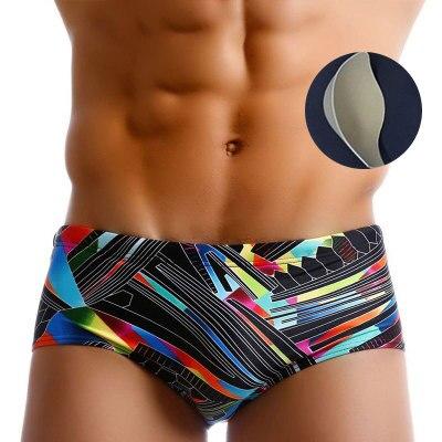 Sexy Men's Bohemian Printed Push Up Cup Padded Pouch Swimsuit Briefs - SolaceConnect.com
