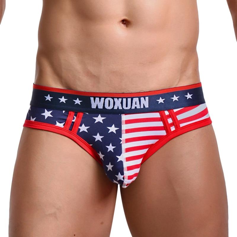 Sexy Men's Cotton USA Flag Printed Low Waist Underpants Underwear Briefs - SolaceConnect.com