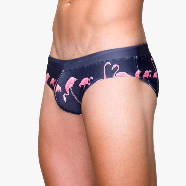 Sexy Men's Pink Flamingo Print Push Up Padded Beach Swimsuit Swimwear - SolaceConnect.com