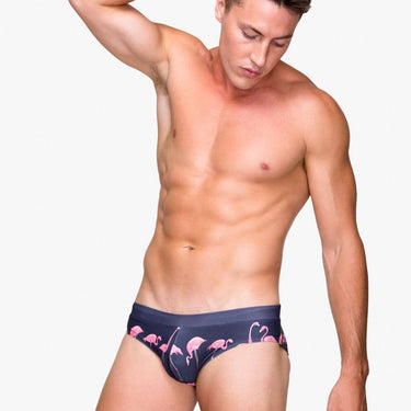 Sexy Men's Pink Flamingo Print Push Up Padded Beach Swimsuit Swimwear  -  GeraldBlack.com