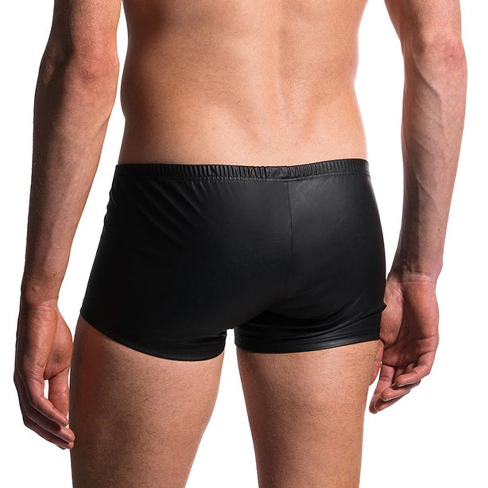 Sexy Men's Plus Size Open Crotch Faux Leather Boxers with U Convex Pouch - SolaceConnect.com