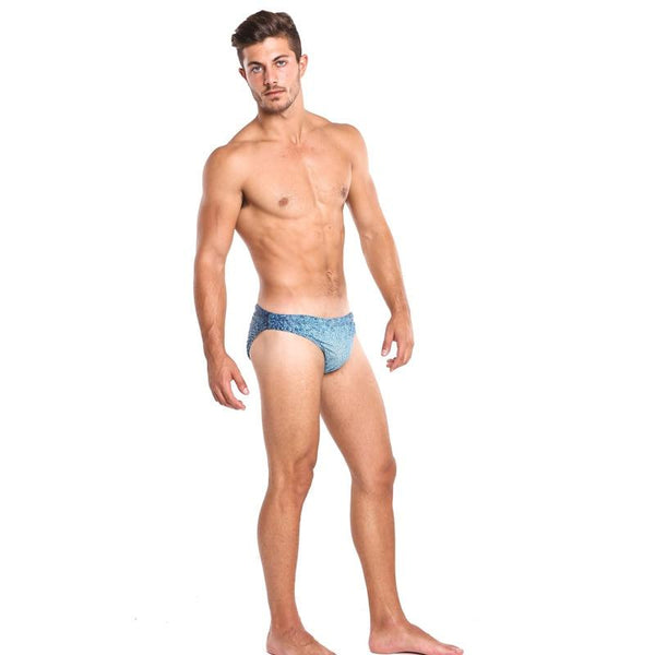 Sexy Men's Printed Blue Boxer Briefs Penis Pouch Beach Bathing Surf Board - SolaceConnect.com