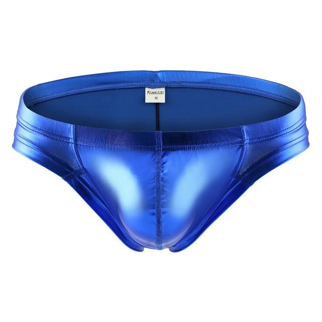 Sexy Men's Synthetic Leather U Convex Low Waist Bikini Briefs Underwear - SolaceConnect.com