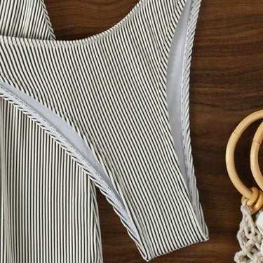Sexy One Shoulder Stripe Push Up Underwire Swimwear Women Cut Out Cover Up Skirt 3 Piece Swimsuit Beach Bathing Suit  -  GeraldBlack.com