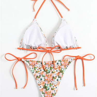 Sexy Orange Leopard Print Women Halter Push Up Bra Micro Swimsuit Summer Bathing Suit Tie Side Triangle Swimwear  -  GeraldBlack.com