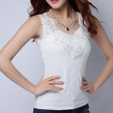 Sexy Plus Size White Crotchet Women’s Sleeveless Blouse for Summer - SolaceConnect.com
