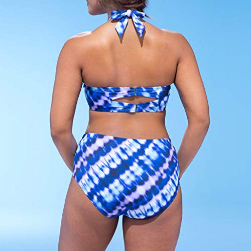 Sexy Printed Halter Push Up High Waist Bikini Set for Plus Size Women  -  GeraldBlack.com