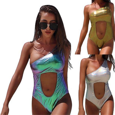 Sexy Solid Patterned One Piece Monokini Single Shouldered Swimsuit for Women  -  GeraldBlack.com