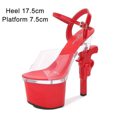 Sexy Summer Party Style Red Strange Transparent Pistol Heels Platform Sandals  -  GeraldBlack.com