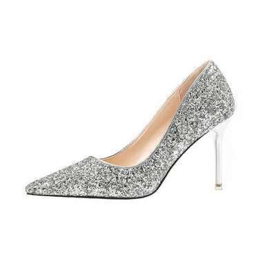 Sexy Thin High Heels Pumps Bridal Evening Glittering Wedding Shoes - SolaceConnect.com