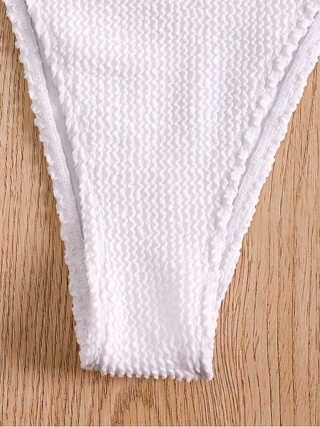 Sexy White Triangle Bikini Set High Cut Thong Halter Bra Bikini Swimsuit  -  GeraldBlack.com