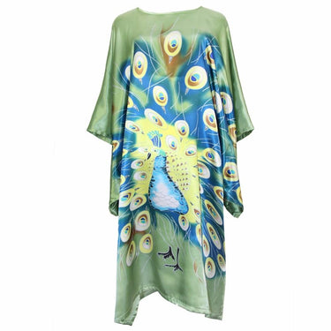 Sexy Women's Chinese Rayon Green Peacock Bathrobe Nightgown Sleepwear  -  GeraldBlack.com