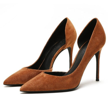 Sexy Women's Classic 10cm Thin Heeled Pointed Toe Suede Leather Slip On Pumps  -  GeraldBlack.com