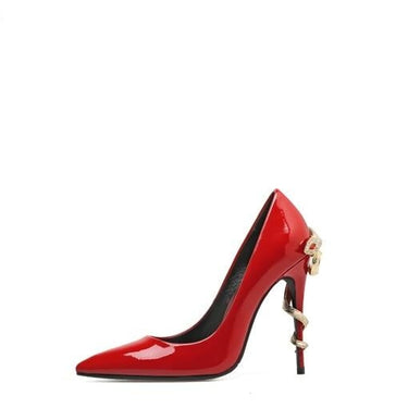 Sexy Women's Golden Snake Straped Stilettos Pointed Toe Pump High Heels - SolaceConnect.com