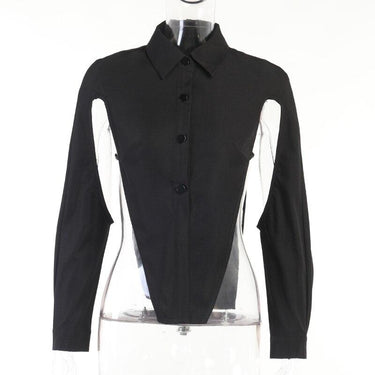 Sexy Women's Hollow Out Backless Lace-up Blouse Button Party Club Blouse - SolaceConnect.com