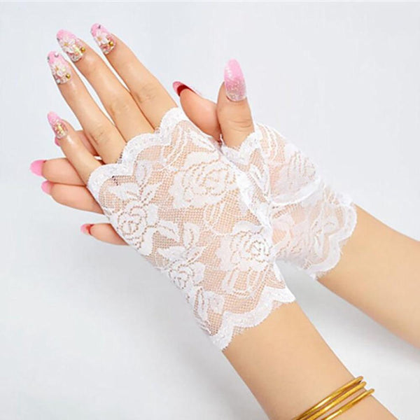 Sexy Women's Lace Heated Mesh Fishnet Half Finger Long Fingerless Gloves - SolaceConnect.com