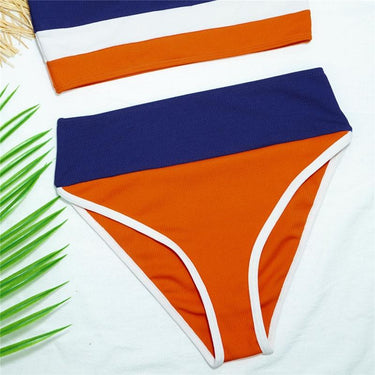 Sexy Women's Patchwork High Waist Push Up Sports Wear Swimwear Bikini Set - SolaceConnect.com