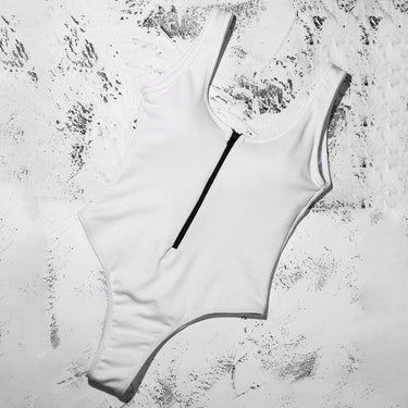Sexy Women's Patchwork Zipper Padded One Piece Monokini Swimsuit Swimwear - SolaceConnect.com