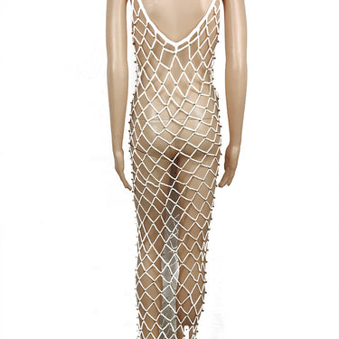 Sexy Women's Pearl Mesh See Through Jumpsuit Beachwear with Cover-up  -  GeraldBlack.com