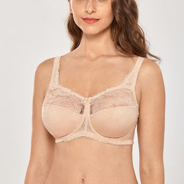 Sexy Women's Plus Size Cranberry Floral Lace Full-Coverage Wireless Unlined Bra - SolaceConnect.com